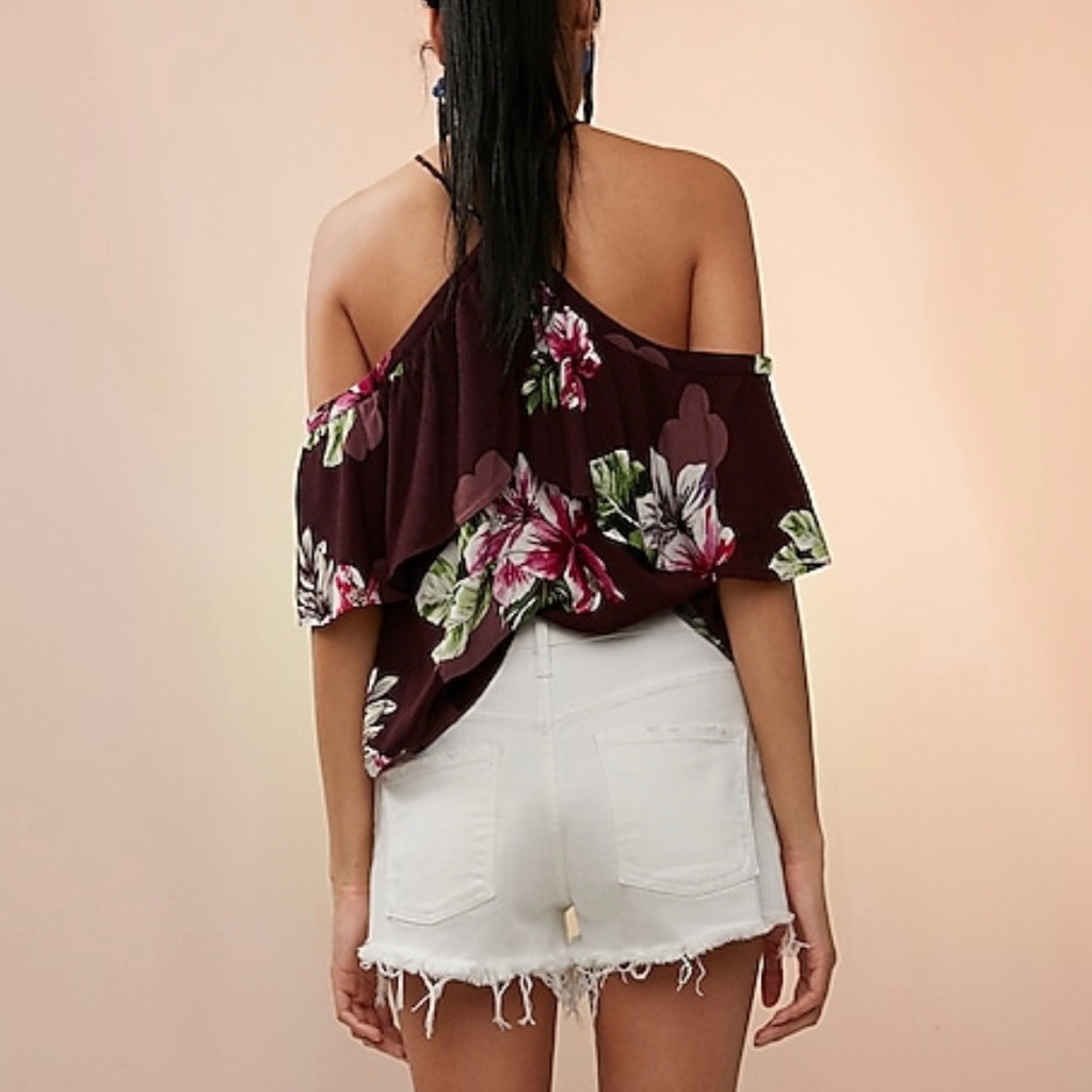 White Vintage Mid Rise Shorts.